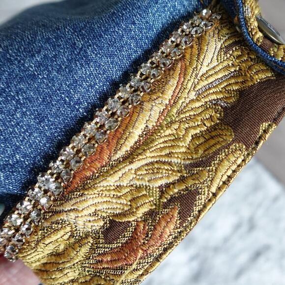 The Denim Taylor brocade n bling jean jacket n silk belted jeans n trim 14 - Picture 9 of 16